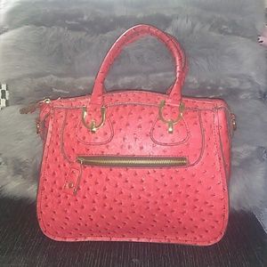 London Fog| Ostrich Handbag Coral Color